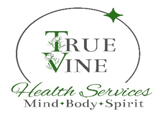 Logo for True Vine Health Services focusing on mind, body, and spirit.