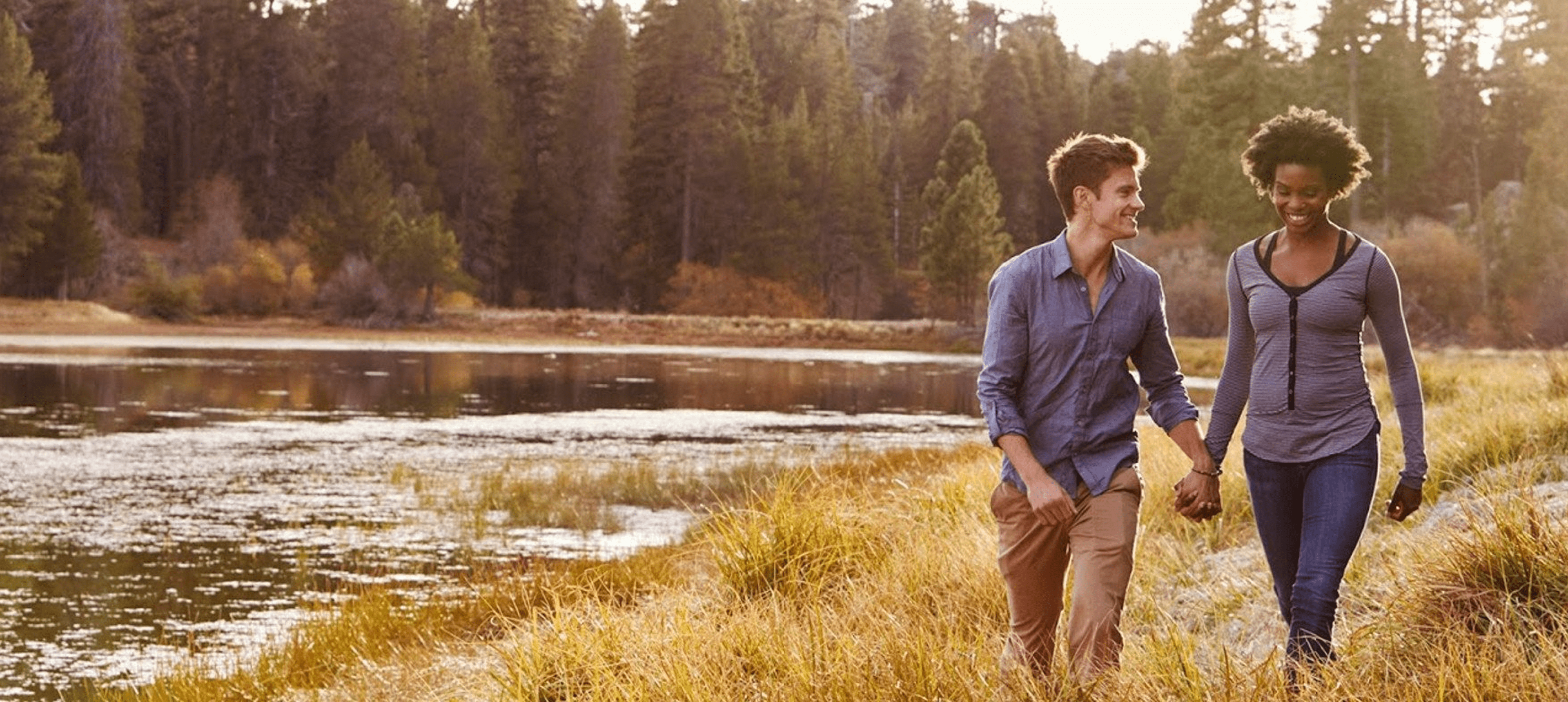 Romantic stroll in nature