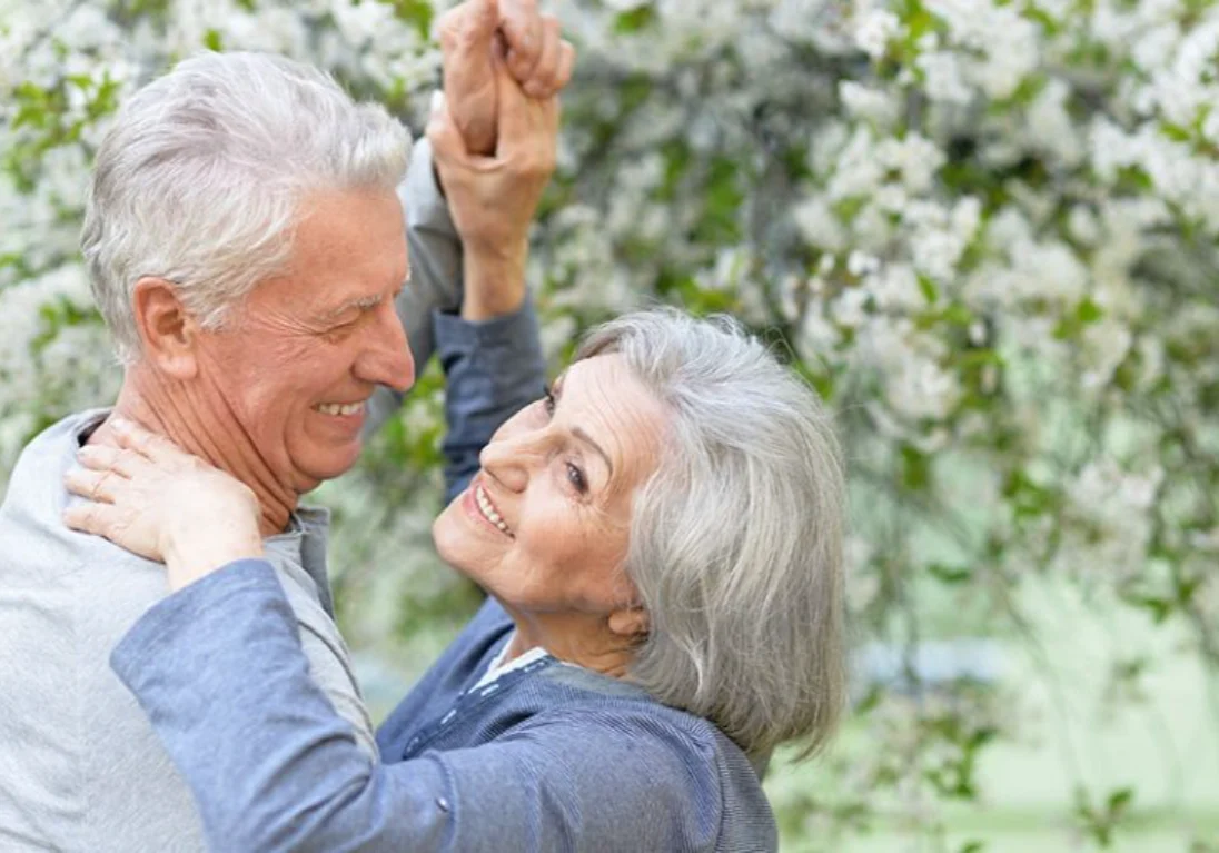 Happy seniors enjoying nature